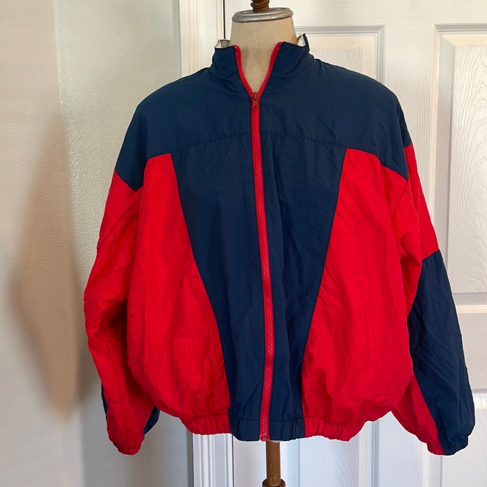 Vintage ELLIPSIS Windbreaker jacket red white blue mens M Medium nylon patriotic